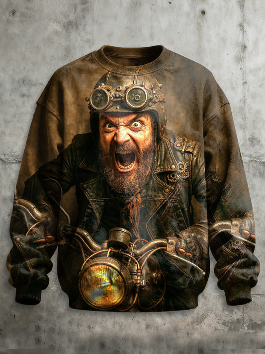 Retro Graffiti Printed Casual Long Sleeved Sweatshirt