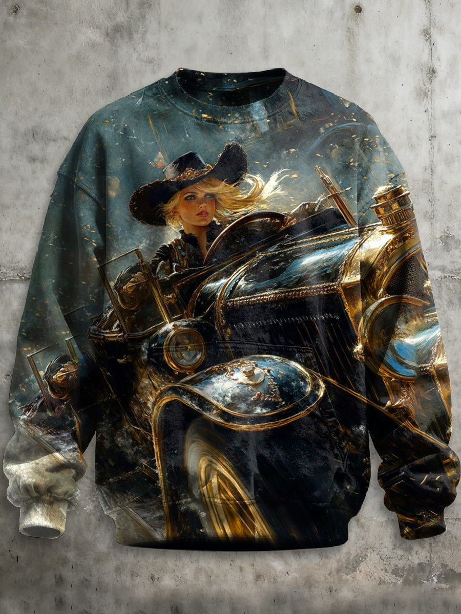 Retro Graffiti Printed Casual Long Sleeved Sweatshirt