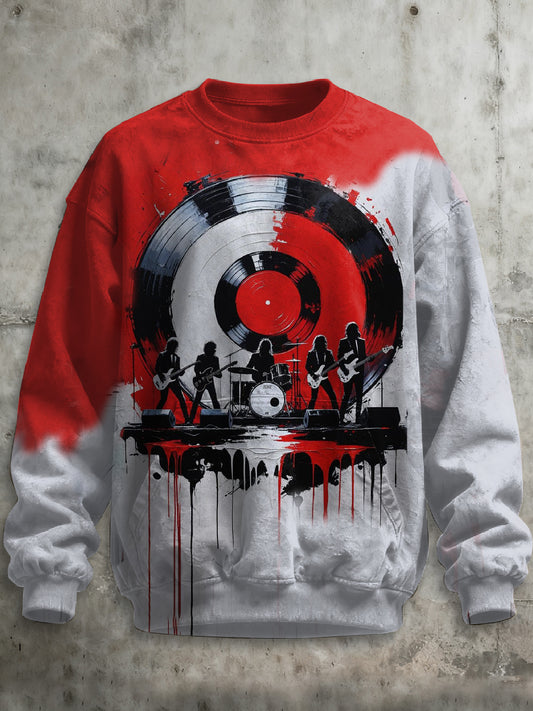 Retro Graffiti Band Printed Casual Long Sleeved Sweatshirt