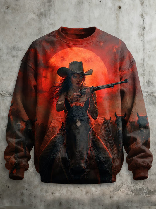 Retro Graffiti Printed Casual Long Sleeved Sweatshirt