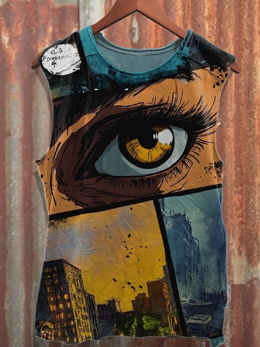 Gorgeous Graffiti Art Printed Loose Tank Top