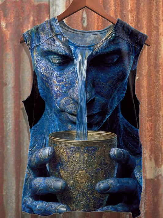 Gorgeous Graffiti Printed Casual Tank Top