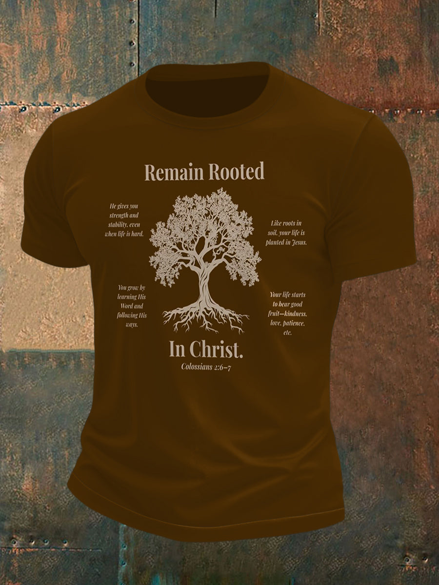Men's Rooted in Christ Print Short Sleeve T-Shirt