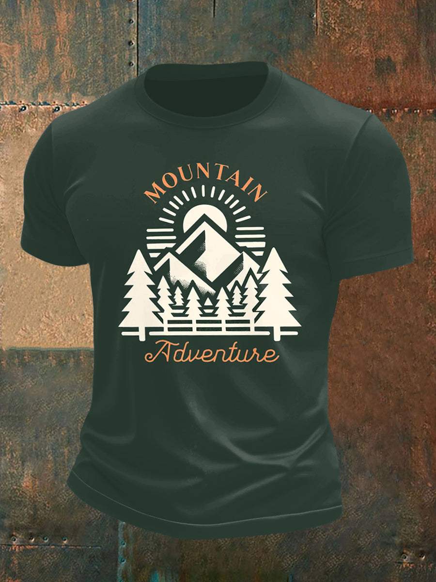 Men's Mountains and Forest Print Short Sleeve T-Shirt