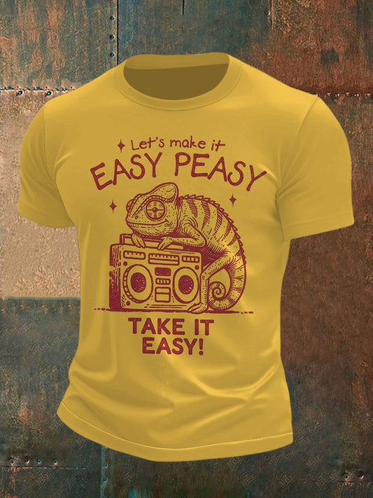 Men's Music Chameleon Print Short Sleeve T-Shirt