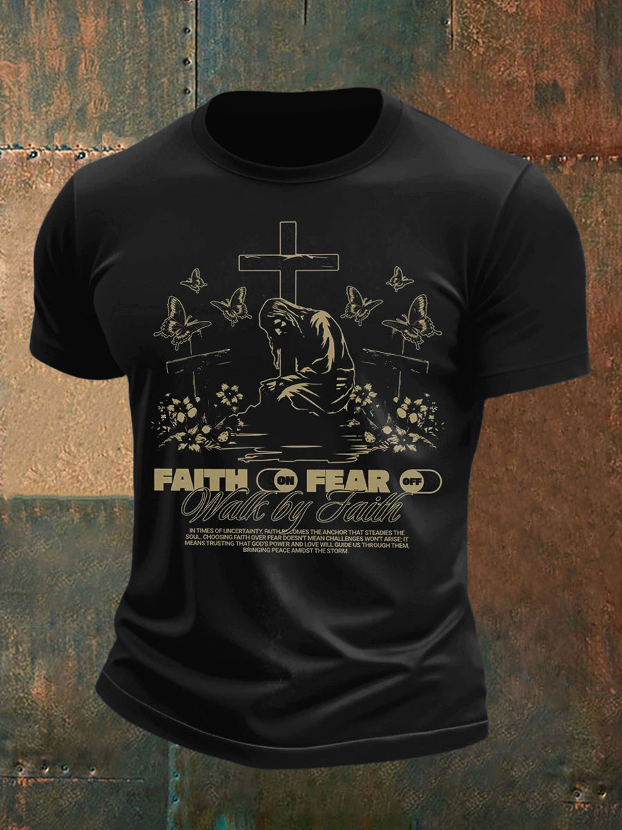 Men's Cross and Redemption Printed Short Sleeve T-Shirt