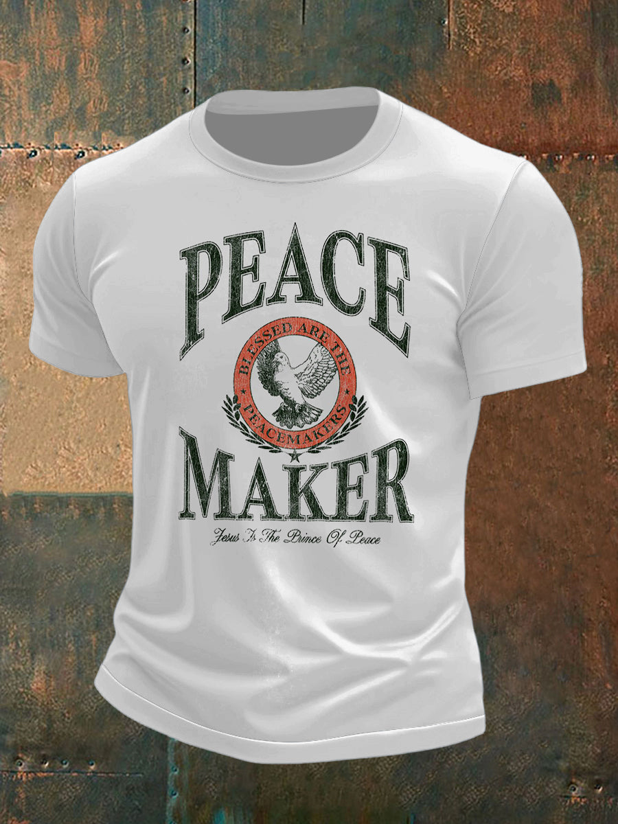 Men's Peace Dove Print Short Sleeve T-Shirt