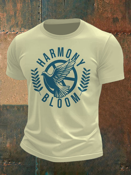 Men's Peace Dove Printed Short Sleeve T-Shirt
