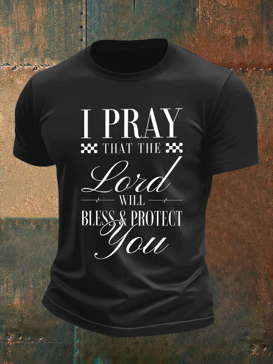 Men's Prayer Printed Short Sleeve T-Shirt