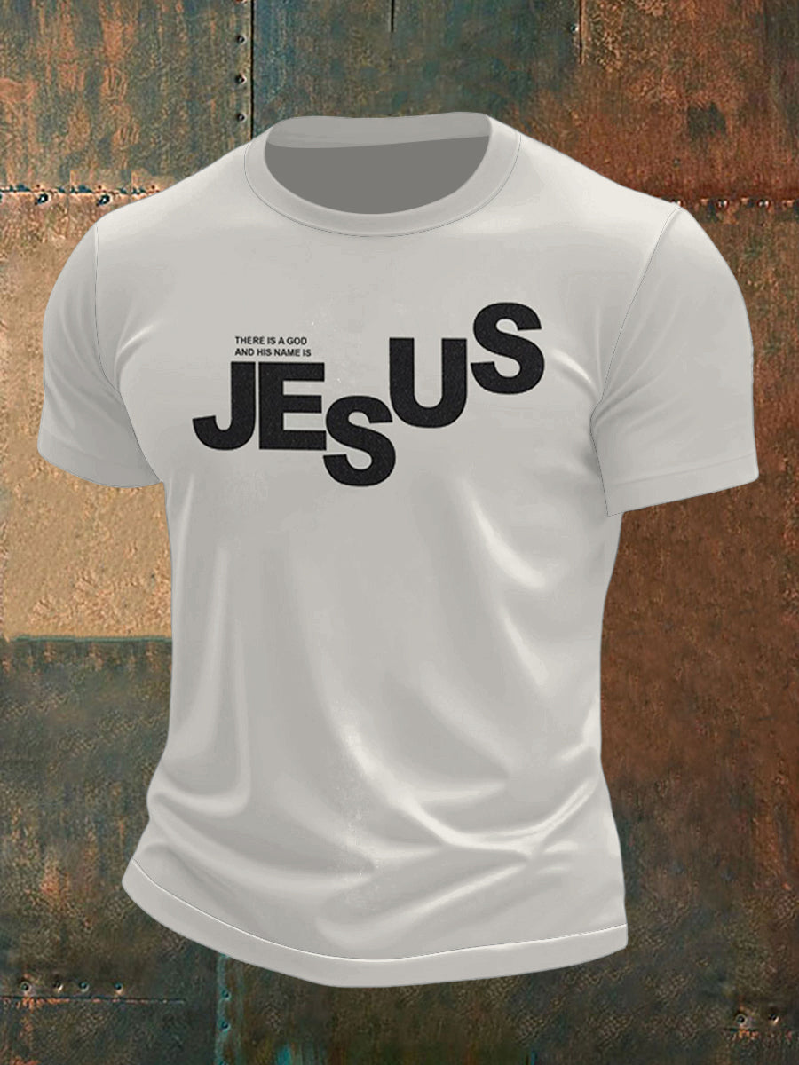 Men's Jesus Printed Short Sleeve T-Shirt