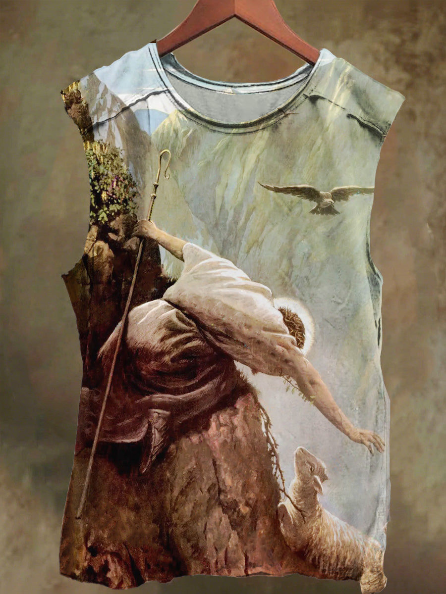 Unisex Divine Sheep Print Casual Cotton Tank Top