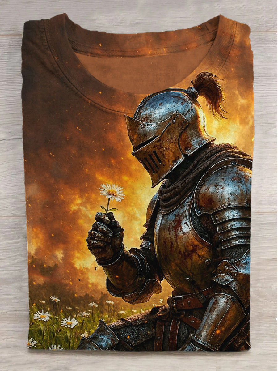 Knights Battlefield Printed Crew Neck Short Sleeve T-Shirt