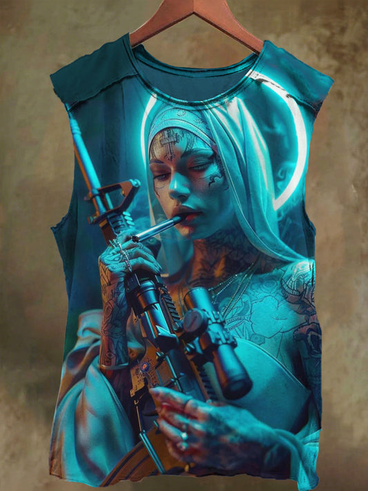 Unisex Sisters Printed Casual Cotton Vest