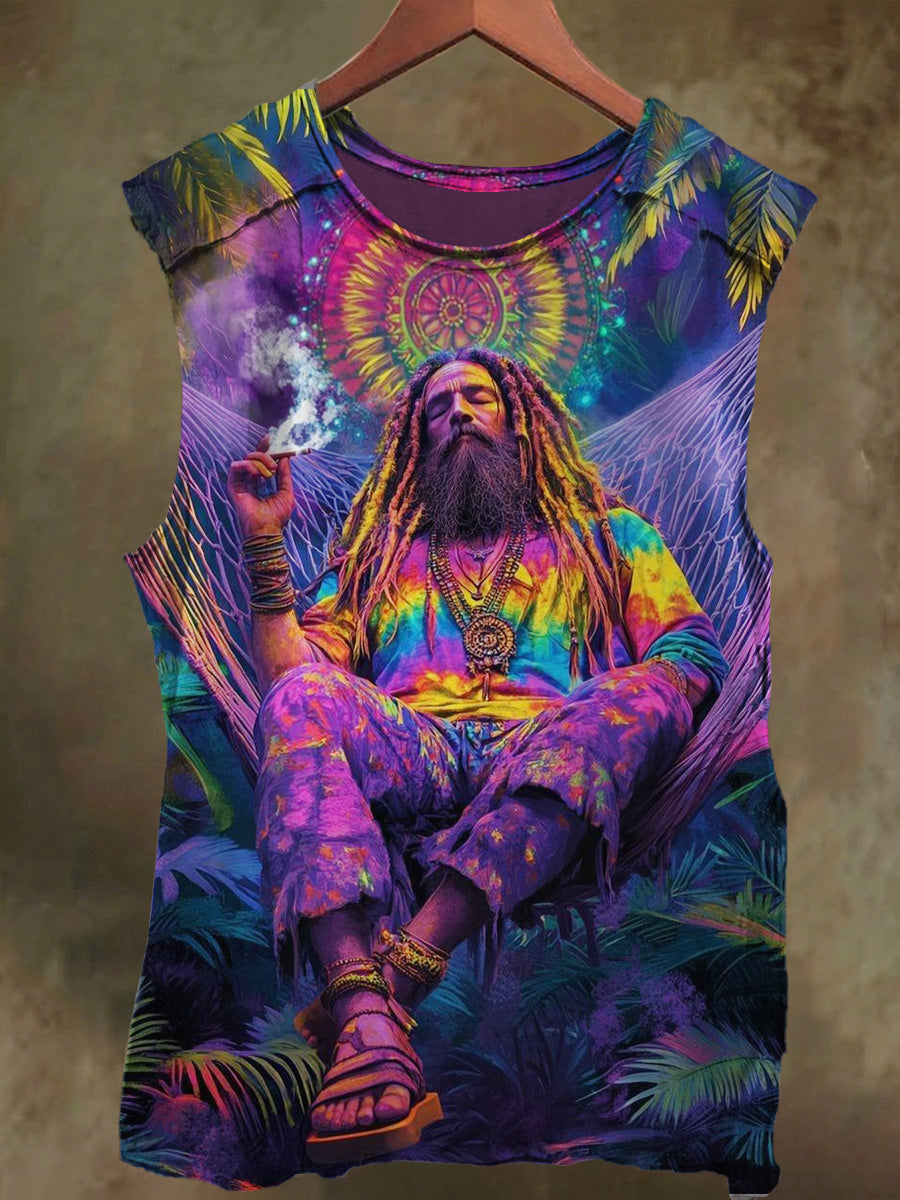 Unisex Fantasy Colorful Graffiti Print Casual Cotton Tank Top