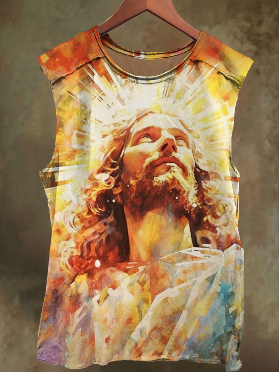Unisex Sky Jesus Faith Print Casual Cotton Tank Top