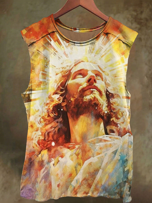 Unisex Sky Jesus Faith Print Casual Cotton Tank Top