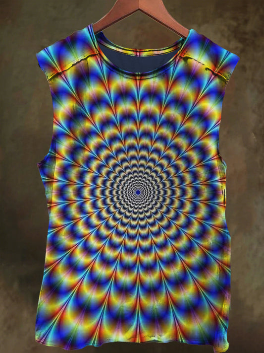 Unisex Abstract Spiral Print Casual Cotton Tank Top