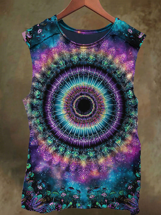Unisex Dreamy Spiral Art Print Casual Cotton Tank Top