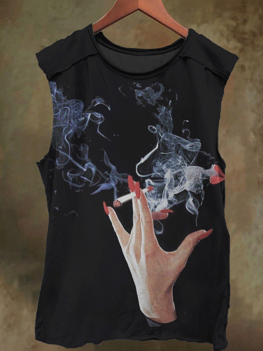 Unisex Smoking Graffiti Print Casual Cotton Vest