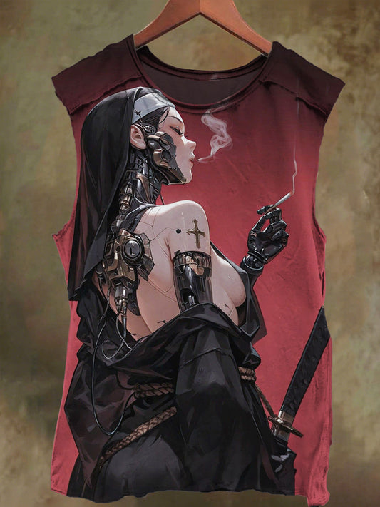 Unisex Sexy Girls Printed Casual Cotton Tank Top