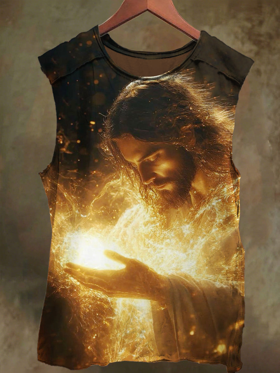 Unisex Jesus Art Print Casual Cotton Tank Top