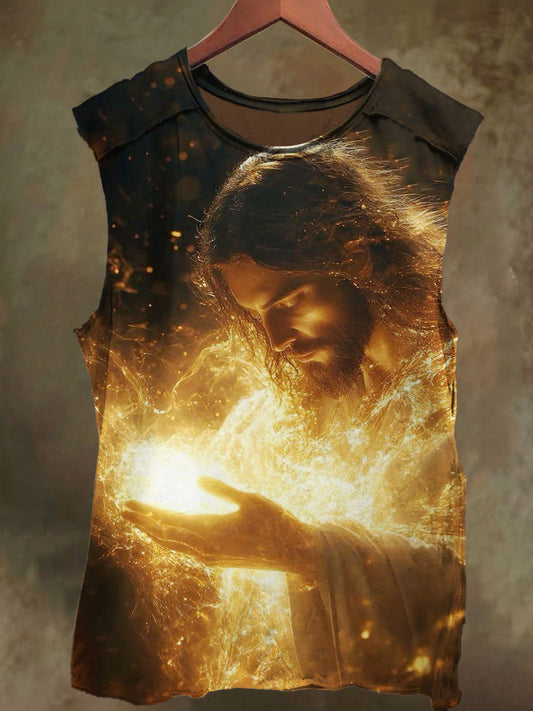 Unisex Jesus Art Print Casual Cotton Tank Top