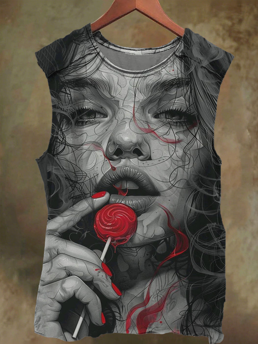 Unisex Scarlet Girls Art Print Casual Cotton Tank Top