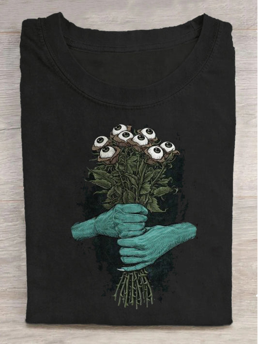 Fantasy Eyes Bouquet Art Print Round Neck Short Sleeve T-Shirt