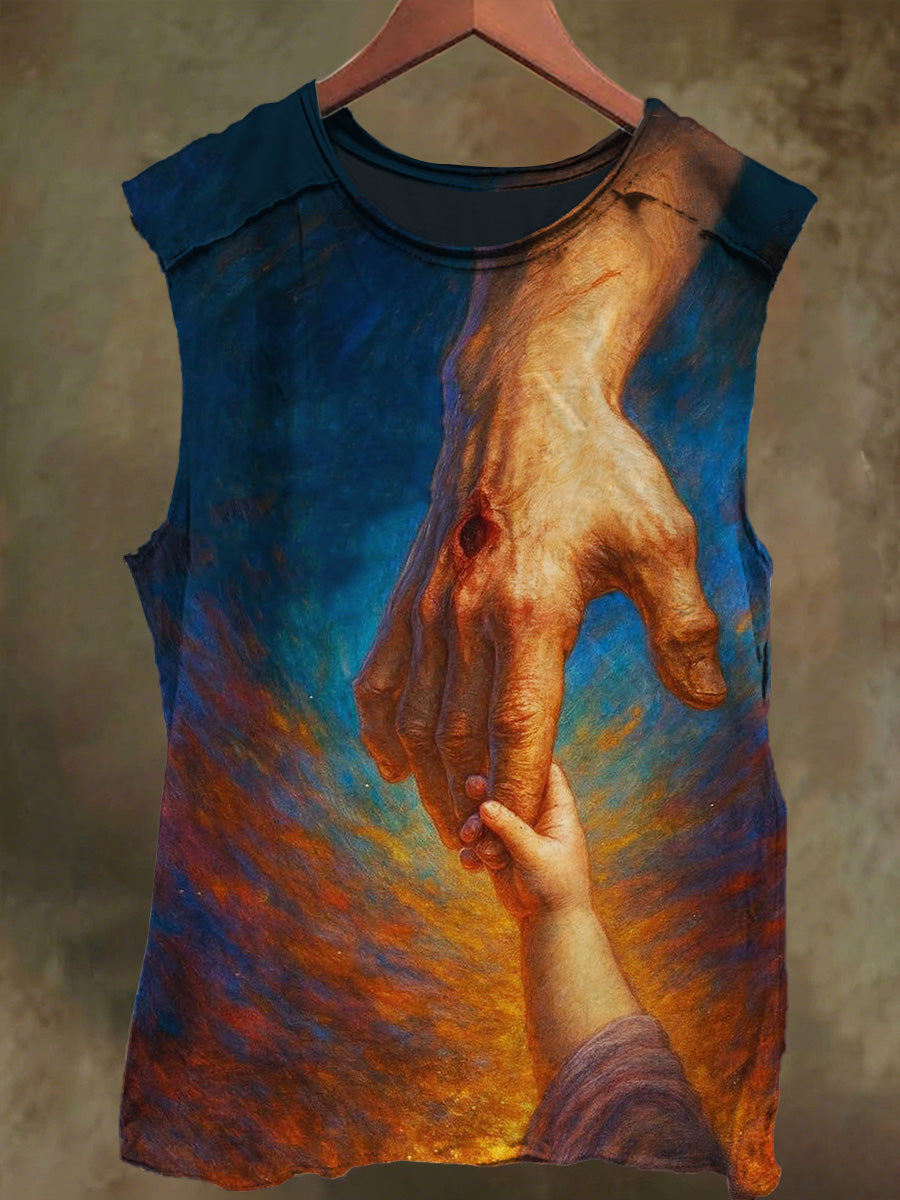 Unisex Jesus and Child Print Casual Cotton Tank Top