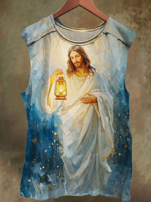 Unisex Dreamy Sky Jesus Print Casual Cotton Tank Top