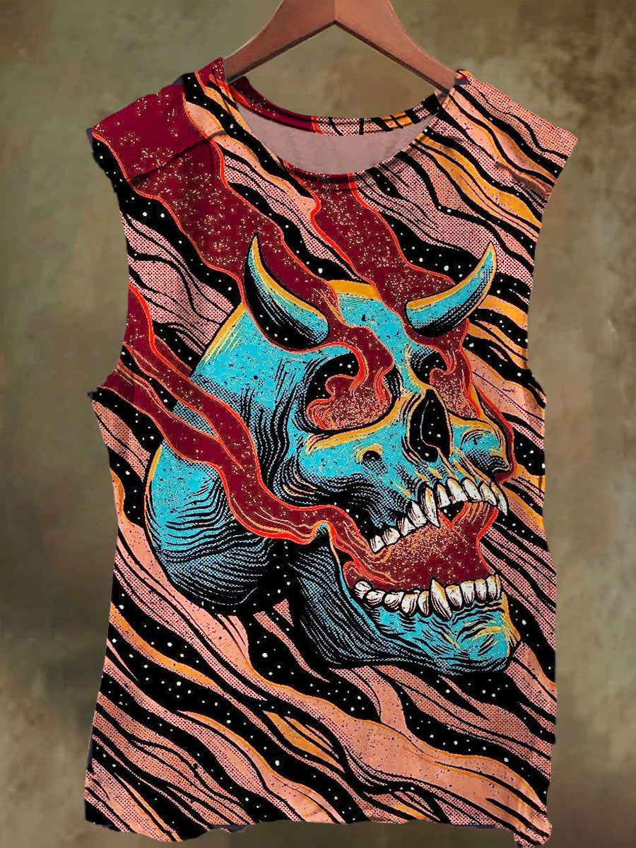 Unisex Fantasy Skull Print Casual Cotton Tank Top
