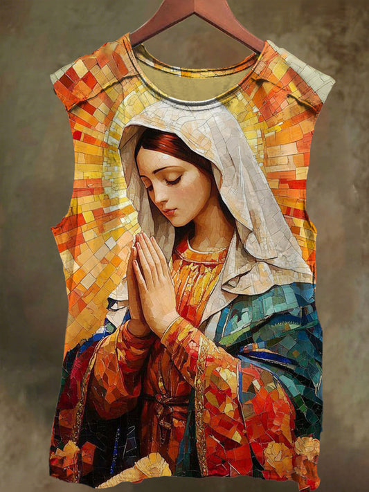 Unisex Virgin Mary Print Casual Cotton Tank Top