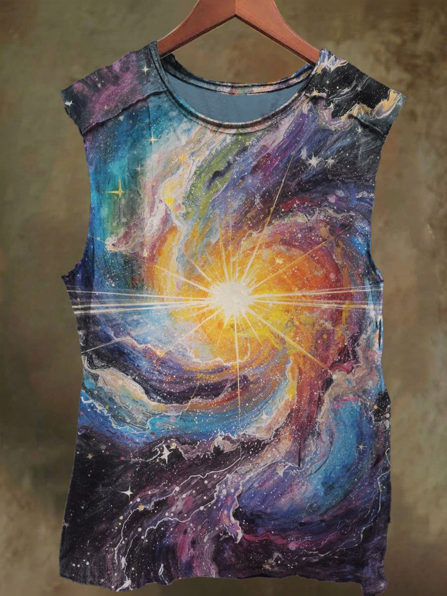 Unisex Fantasy Star Swirl Print Casual Cotton Tank Top