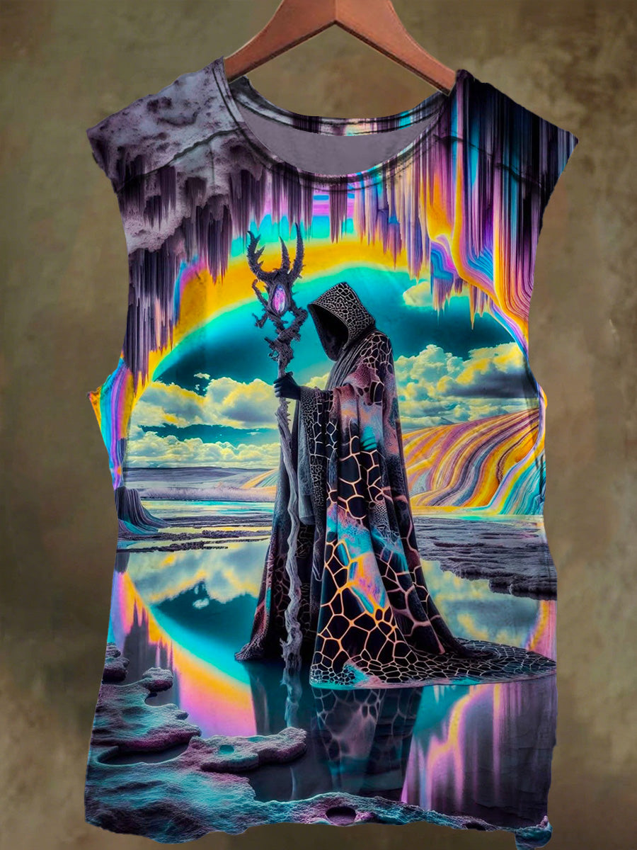 Unisex Dreamworld Wizard Print Casual Cotton Tank Top