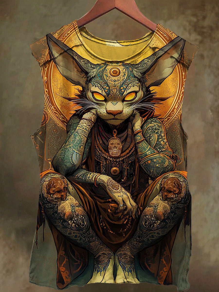 Unisex Fantasy Beast Print Casual Cotton Tank Top