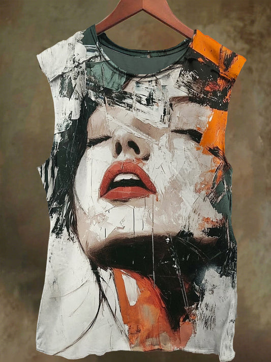 Unisex Fantasy Girl Print Casual Cotton Tank Top