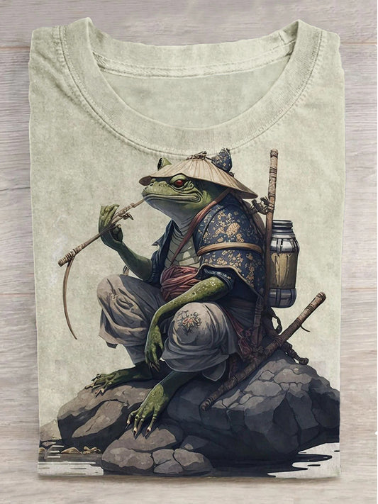 Fantasy Frog Print Round Neck Short Sleeve T-Shirt