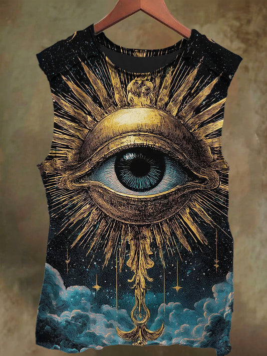 Unisex Dreamy Sky Eyes Print Casual Cotton Tank Top