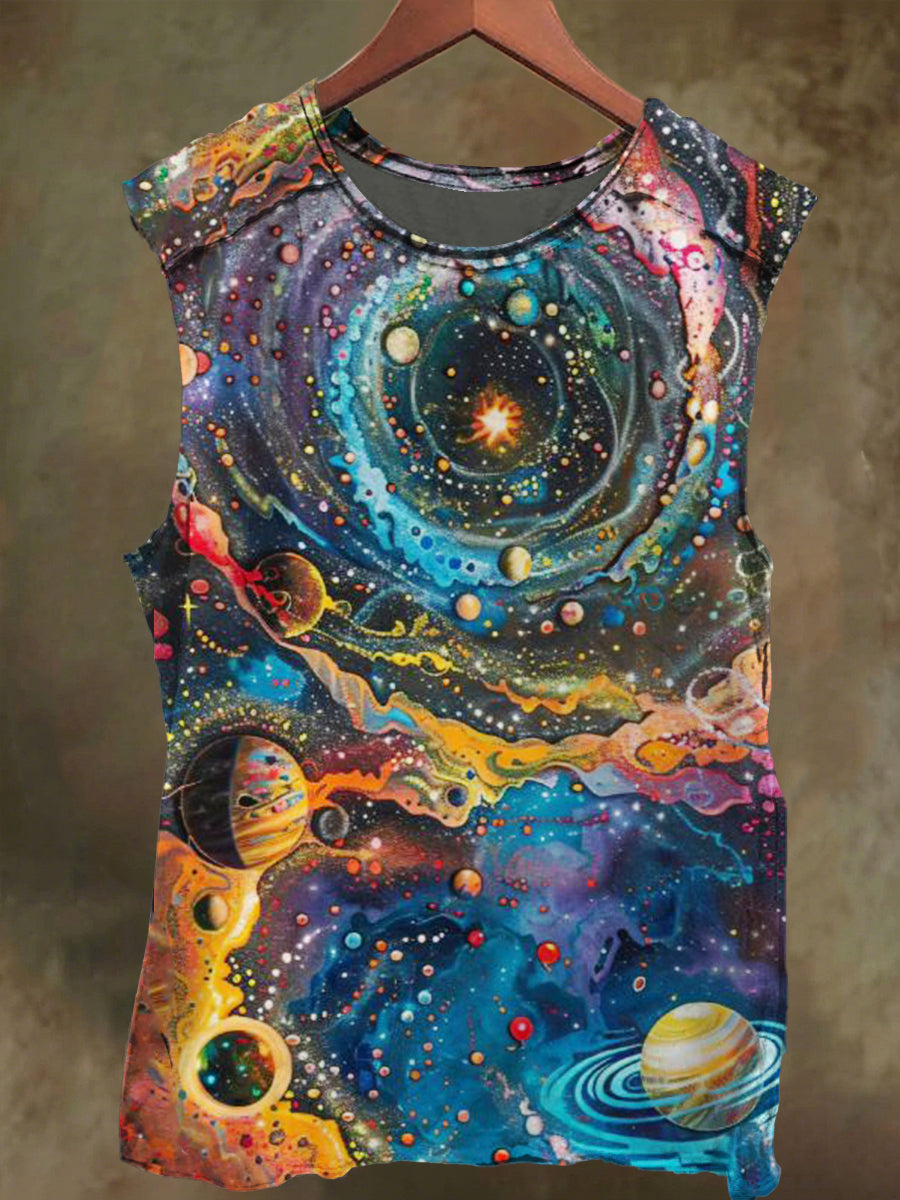 Unisex Fantasy Cosmic Star Print Casual Cotton Tank Top