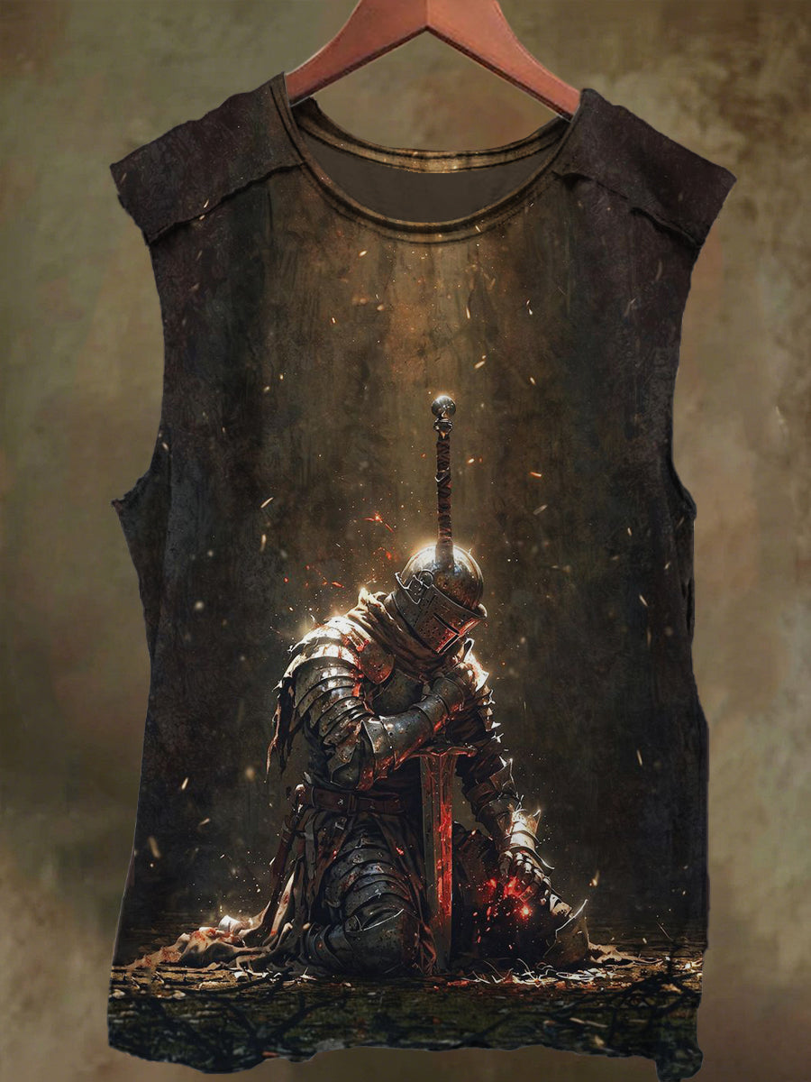 Unisex Dreamy Light Knight Print Casual Cotton Tank Top