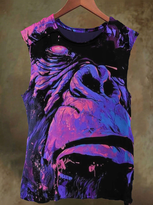 Unisex Dark Ape Print Casual Cotton Tank Top