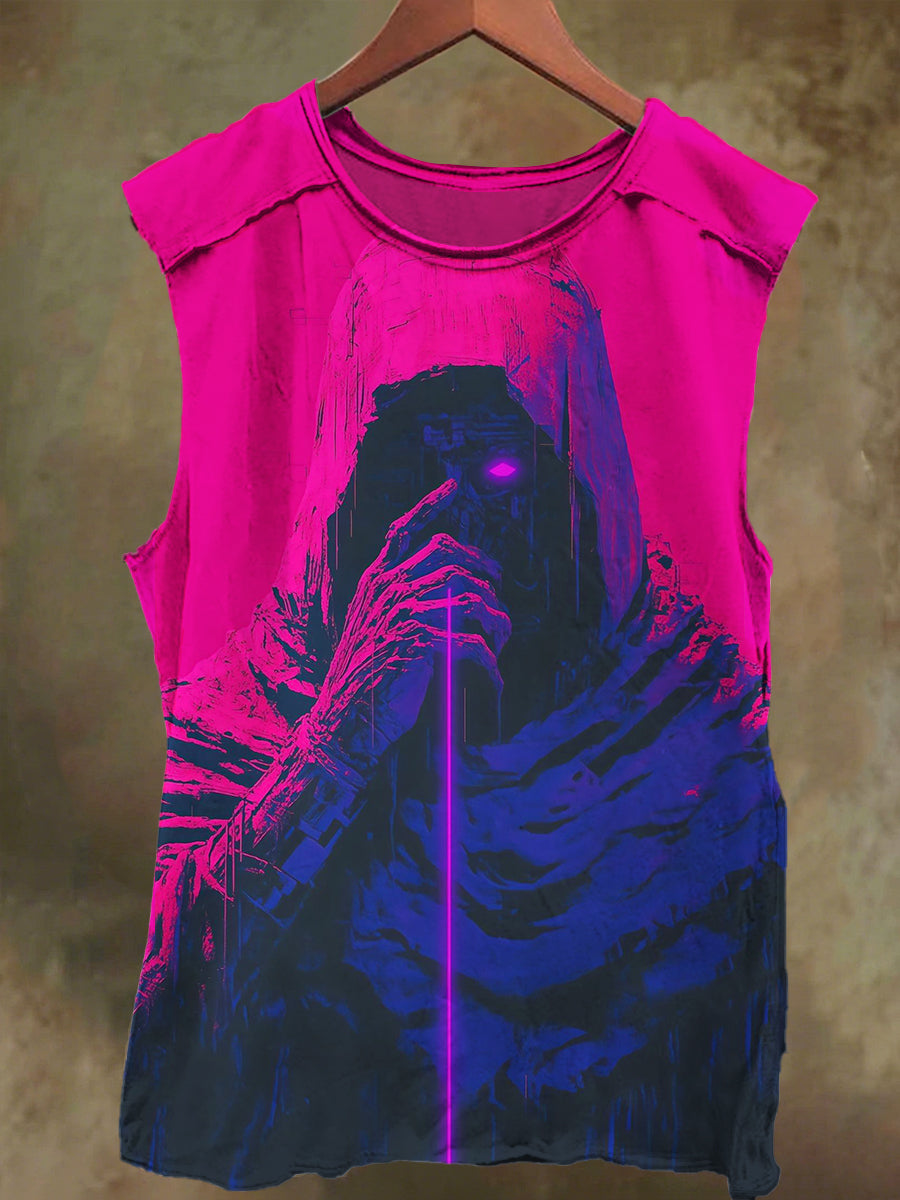 Unisex Fantasy Skull Print Casual Cotton Tank Top