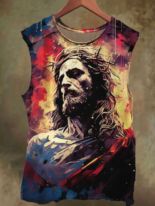 Unisex God Jesus Print Casual Cotton Tank Top