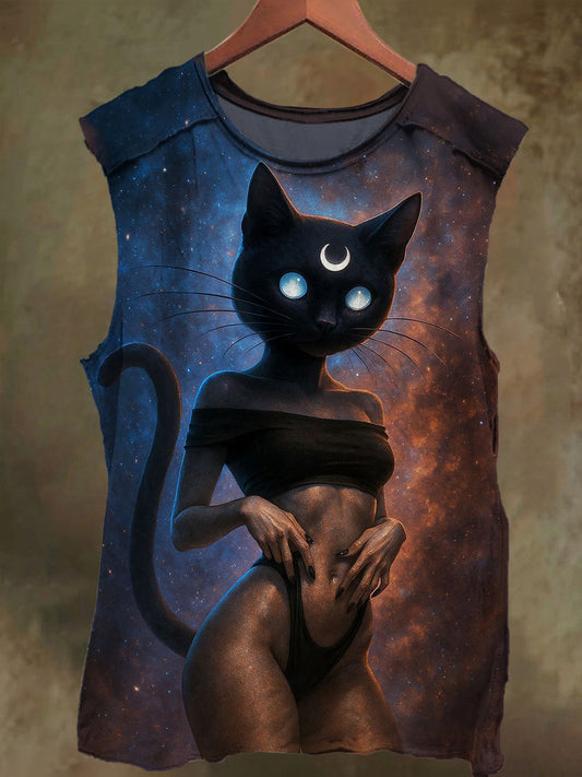 Unisex Fantasy Catwoman Print Casual Cotton Tank Top