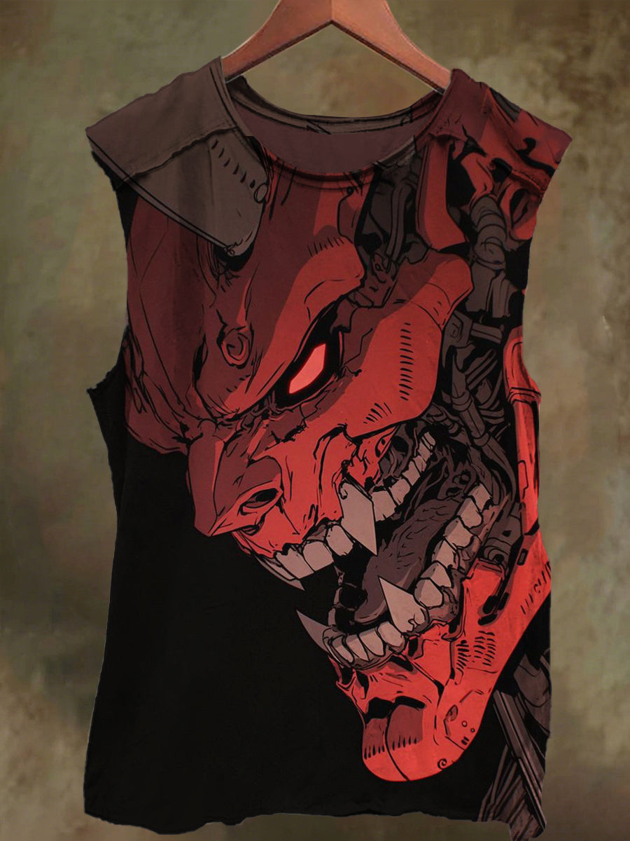 Unisex Fantasy Mechanical Devil Print Casual Cotton Tank Top