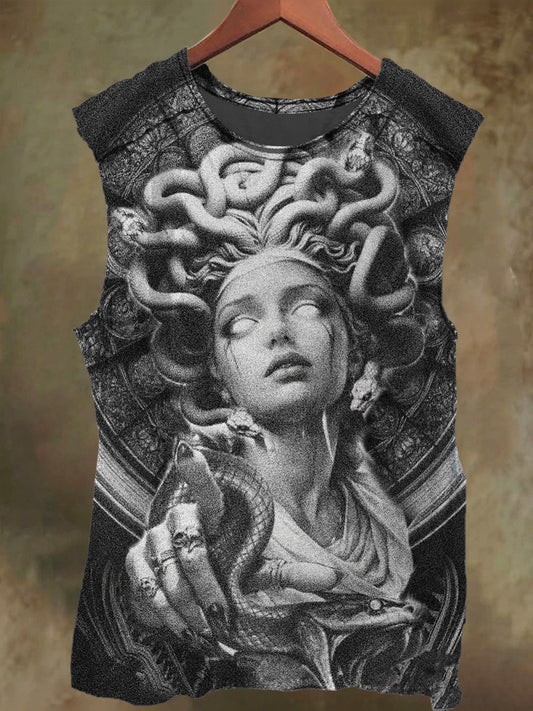 Unisex Medusa Print Casual Cotton Tank Top