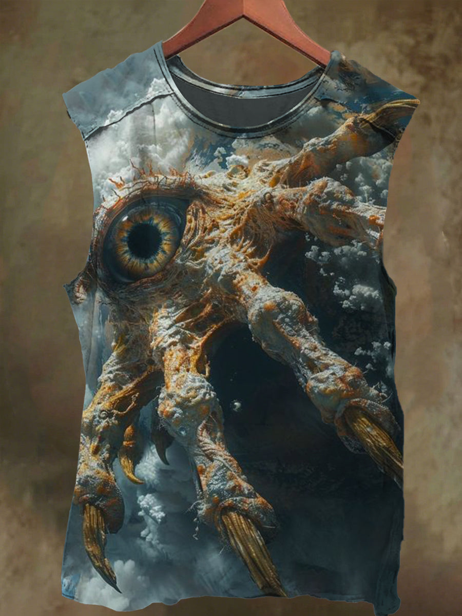 Unisex Dreamy Angel Eyes Print Casual Cotton Tank Top