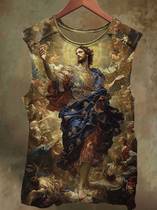 Unisex Jesus in the Holy Light Print Casual Cotton Tank Top