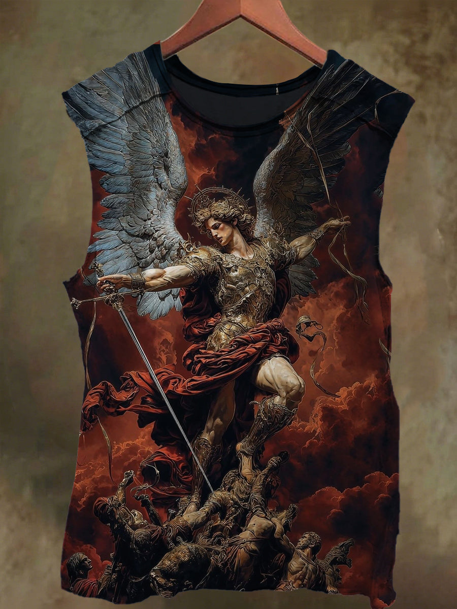 Unisex Mythical Angel's Arrow Print Casual Cotton Tank Top