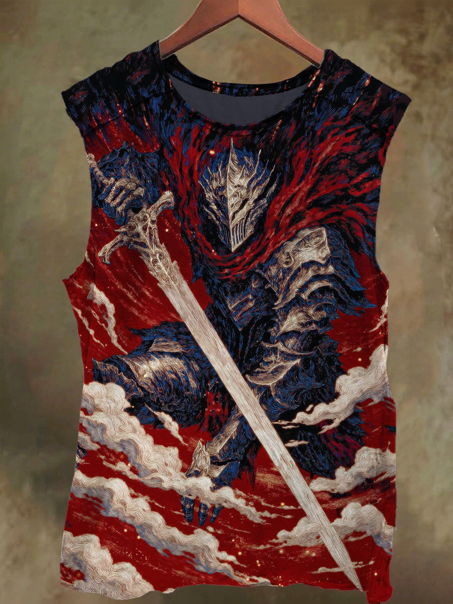 Unisex Knight Print Casual Cotton Tank Top